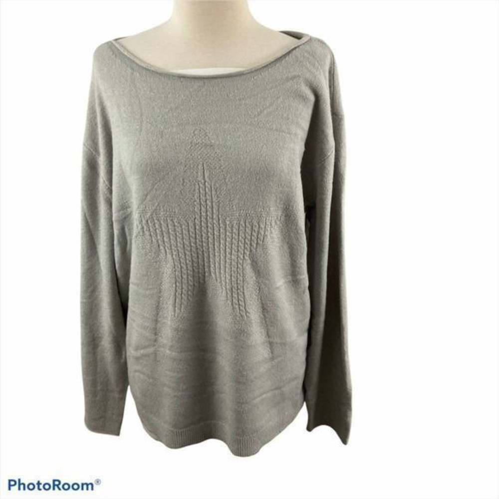 NWT WIT & WISDOM Grey Crew Neck‎ Star Sweater (XL)